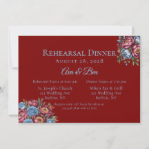 Burgundy Peony och Blue Ro Rehearsal Dinner