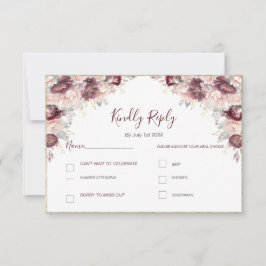 Burgundy Peony och Ro Bröllop OSA Kort