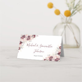 Burgundy Peony och Ro Bröllop Placeringskort
