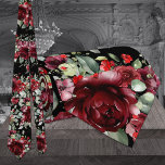 Burgundy Peony Silver Greenery Black Bröllop Slips<br><div class="desc">Slipsar för Tuxedo Royale av Leonbience.</div>