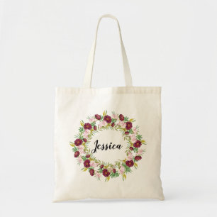 Burgundy Peony Wandeine Personlig Bridesmaid Tygkasse