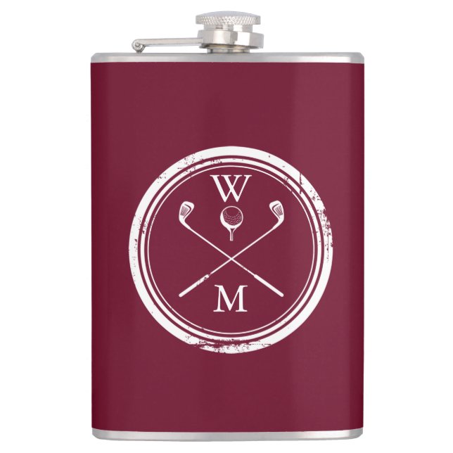 Burgundy Personlig Monogram Golf Fickplunta (Framsidan)