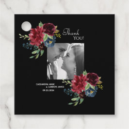 Burgundy Photo Blommigt Elegant Vattenfärg Gåvor Etiketter