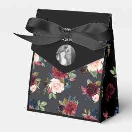 Burgundy Photo Blommigt Elegant Vattenfärg Presentaskar