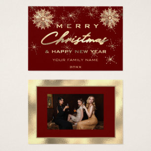Burgundy Photo god jul Gott nytt år Visitkort