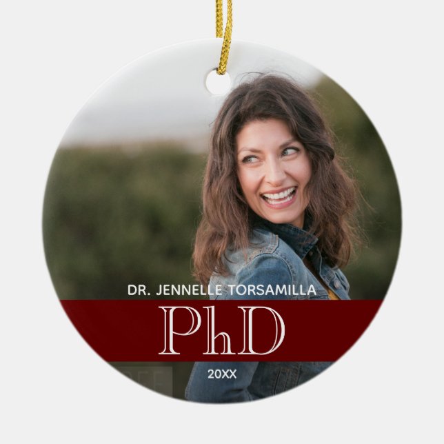 Burgundy Photo PhD Studenten Julgransprydnad Keramik (Framsidan)