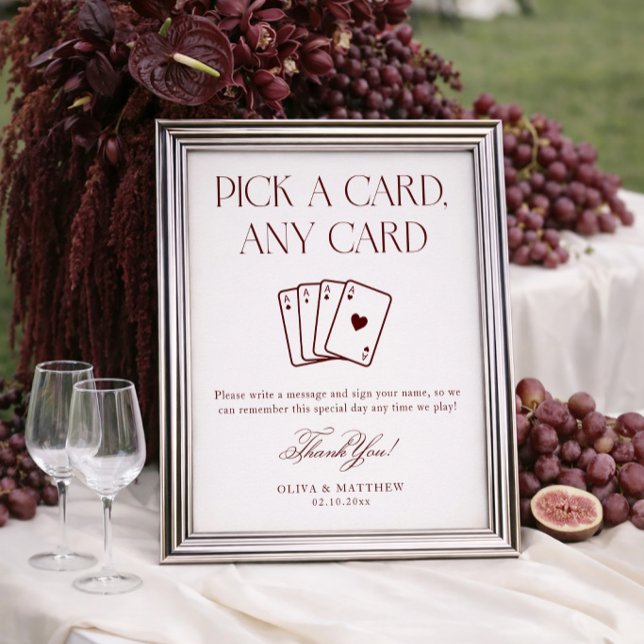 Burgundy Playing Card Guest Book Wedding  Poster (Skapare uppladdad)