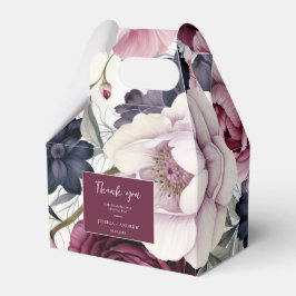 Burgundy Plum Lila Blommigt Watercolor Bröllop Presentaskar