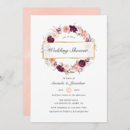 Burgundy Plum och  geometrisk Möhippa Inbjudningar