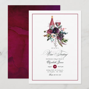 Burgundy Plum Red Vin temat Bachelorette Party Inbjudningar