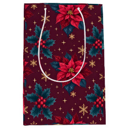 Burgundy Poinsettia & Gold Snowflake Dark Feminine