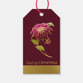 Burgundy Poinsettia Juletiketters Presentetikett