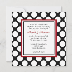 Burgundy Polka Dot Wedding bjudande Inbjudningar
