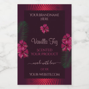 Burgundy Product Labels Hawaii Flowers Handflatan Mat Etikett