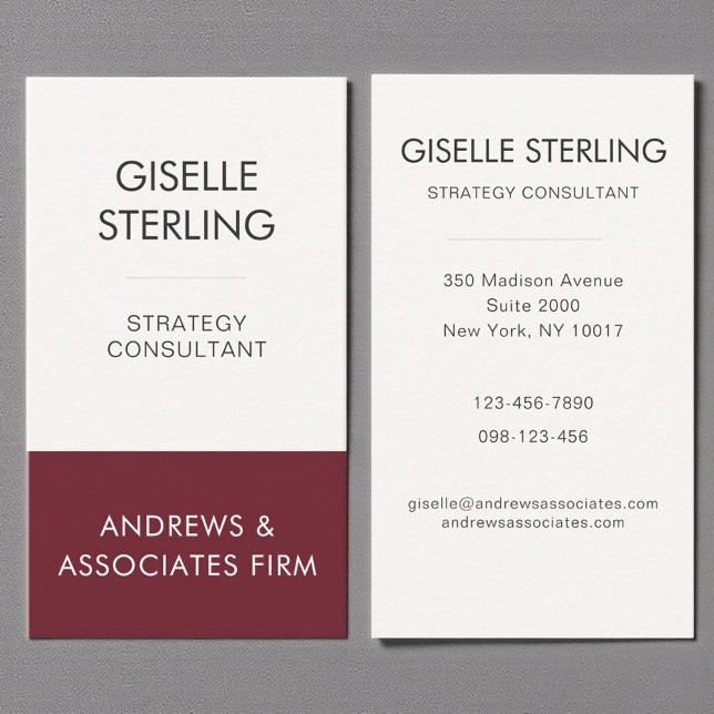 Burgundy Professionell Corporate Modern Elegant Visitkort (Skapare uppladdad)