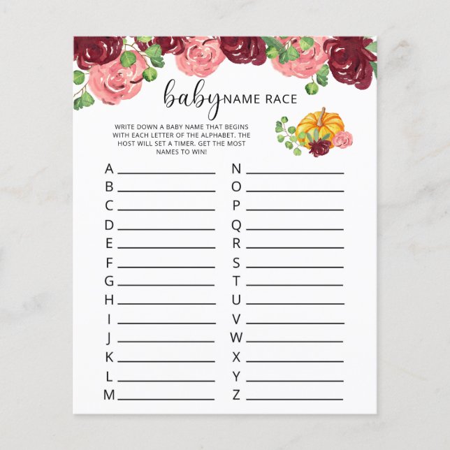 Burgundy pumkin Baby namn tävling (Framsida)