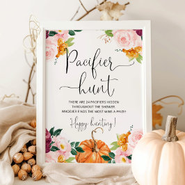 Burgundy pumkin Nappar jagar babyduschspel Po Poster