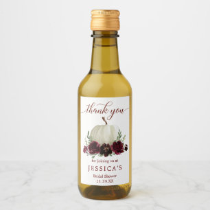Burgundy Pumpkin Fall Mini Vin Flaska-etikett Vinetikett
