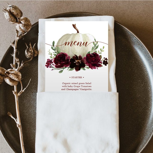 Burgundy Pumpkin Fall Wedding Menu eller Shower Inbjudningar (Skapare uppladdad)