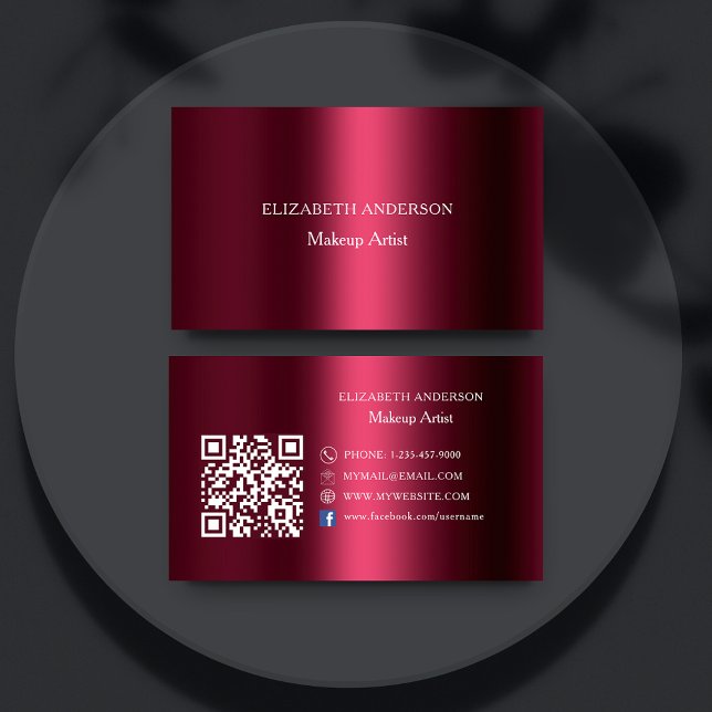 Burgundy Qr-kod social media Facebook Visitkort (Skapare uppladdad)