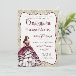 Burgundy Quinceañera-inbjudan till reseort Inbjudningar