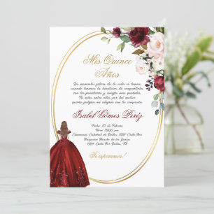 Burgundy Quinceanera silhouette Inbjudningar
