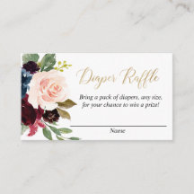 Burgundy raffkort för blommigt i guld