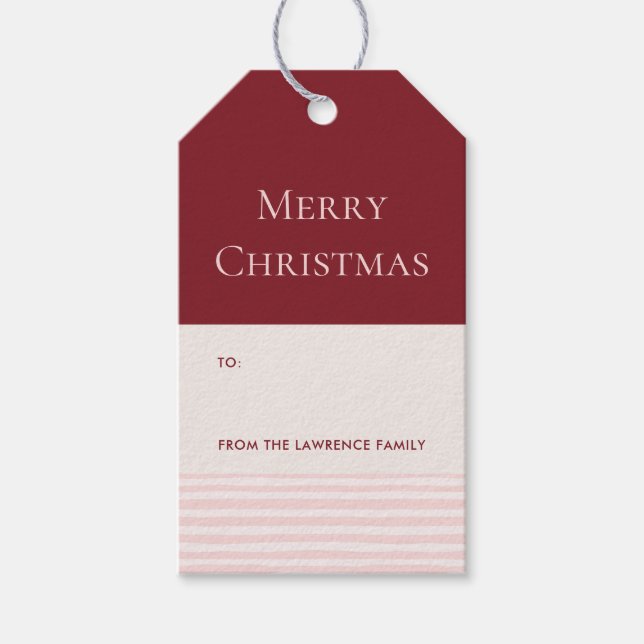 Burgundy  Rand God jul Helgdag Presentetikett (Framsidan)