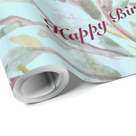 Burgundy Raspberry Watercolor Blommigt Gift-Wrap Presentpapper