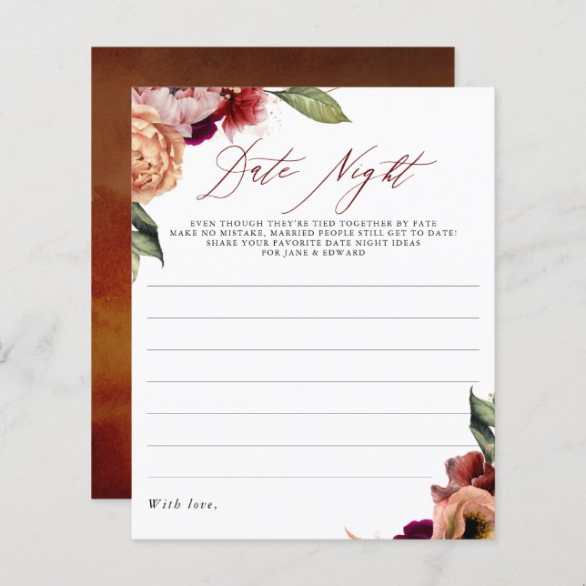 Burgundy Red and Orange Blommigt Date Night Ideas (Fram/baksida)