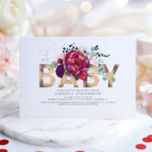 Burgundy Red and  Rosa Blommigt Baby Shower