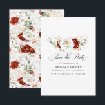 Burgundy Red and White Chic Floral Save the Date Spara Datumet<br><div class="desc">Burgundy red white and terracotta flowers boho save the date cards</div>