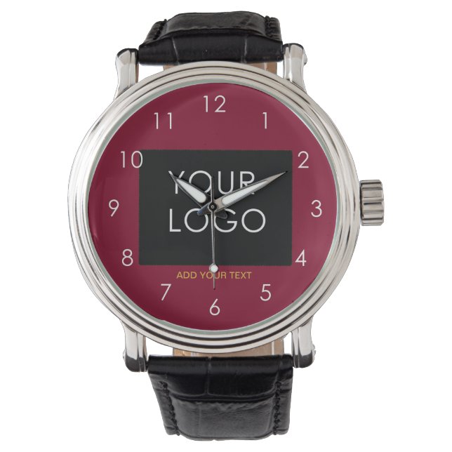 Burgundy Red Anpassade Business Lägg till din Logo Armbandsur (Framsida)