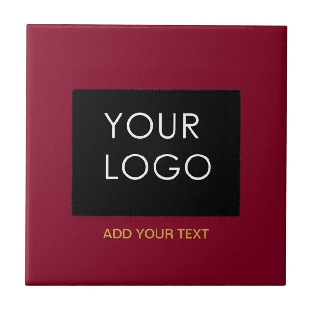 Burgundy Red Anpassade Business Lägg till din Logo Kakelplatta (Framsidan)