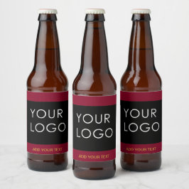 Burgundy Red Anpassade Business Lägg till din Logo Ölflaska Etikett