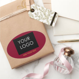 Burgundy Red Anpassade Business Lägg till din Logo Ovalt Klistermärke