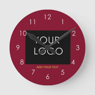 Burgundy Red Anpassade Business Lägg till din Logo Rund Klocka