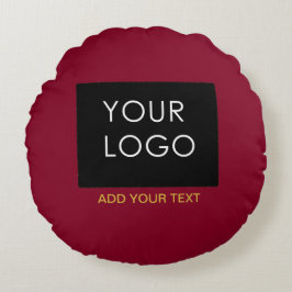 Burgundy Red Anpassade Business Lägg till din Logo Rund Kudde