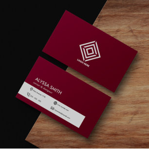 Burgundy Red Anpassningsbar Elegant Enkel Personli Visitkort