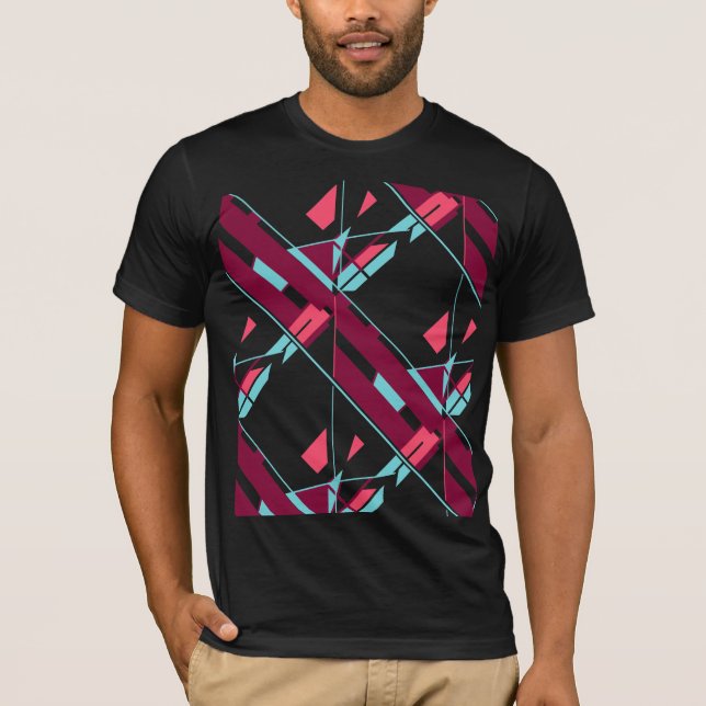 Burgundy Red Aqua Diagonal Southwest Art Abstrakt T Shirt (Framsida)