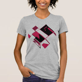 Burgundy Red Black Abstrakt Geometric MCM-utseende T Shirt