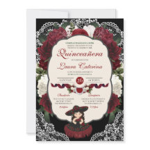 Burgundy Red Black Blommigt Elegant Charro Quince