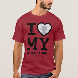 Burgundy Red Black i Kärlek Min flickväns fototext T Shirt