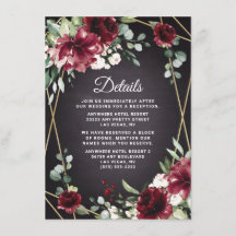 Burgundy Red Black och Guld Blommigt Elegant bröll