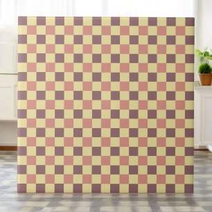 Burgundy Red & Blek Gult Checkaged Retro Kakelplatta