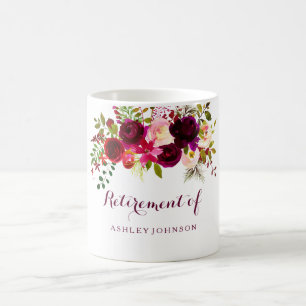 Burgundy Red Blommigt Boho Pension Party Gift Kaffemugg