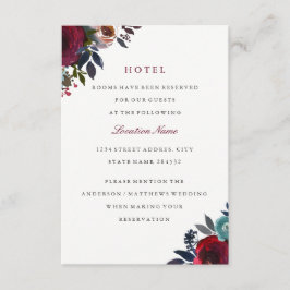 Burgundy Red Blommigt Bröllop Hotel-inkvartering Tilläggskort