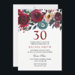 Burgundy Red Blommigt Elegant 30års födelsedag Inb Inbjudningar<br><div class="desc">Burgundy Red Blommigt Elegant 30års födelsedag Inbjudan - Kan ändra texten och färg som du vill. Handmålade vattenfärgsfilter Grönt Blommor och Blommigt för textburgundi Se vårt Niche and Nest Store för matchande samling</div>