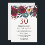Burgundy Red Blommigt Elegant 30års födelsedag Inb Inbjudningar<br><div class="desc">Burgundy Red Blommigt Elegant 30års födelsedag Inbjudan - Kan ändra texten och färg som du vill. Handmålade vattenfärgsfilter Grönt Blommor och Blommigt för textburgundi Se vårt Niche and Nest Store för matchande samling</div>