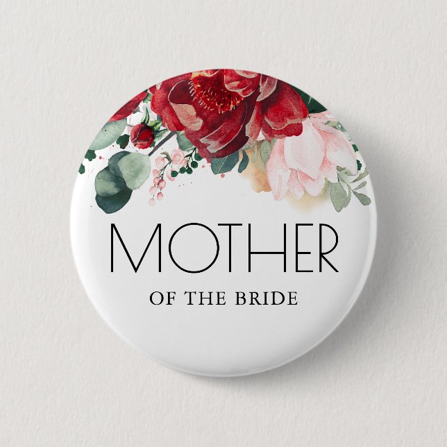 Burgundy Red Blommigt Fall Wedding Knapp (Framsida)